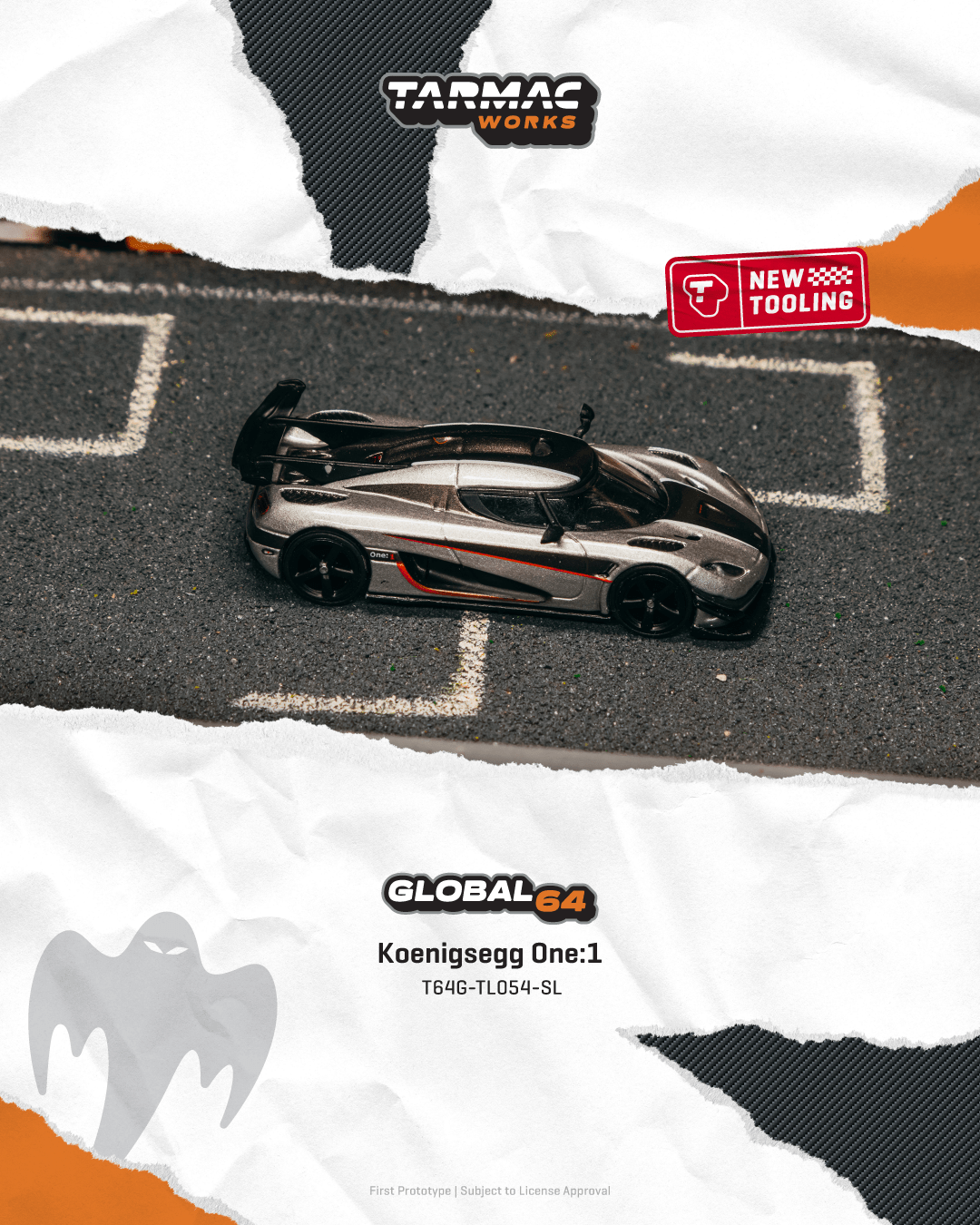 (Pre-order) Tarmac Works 1/64 Koenigsegg One:1 Silver Diecast Model Car
