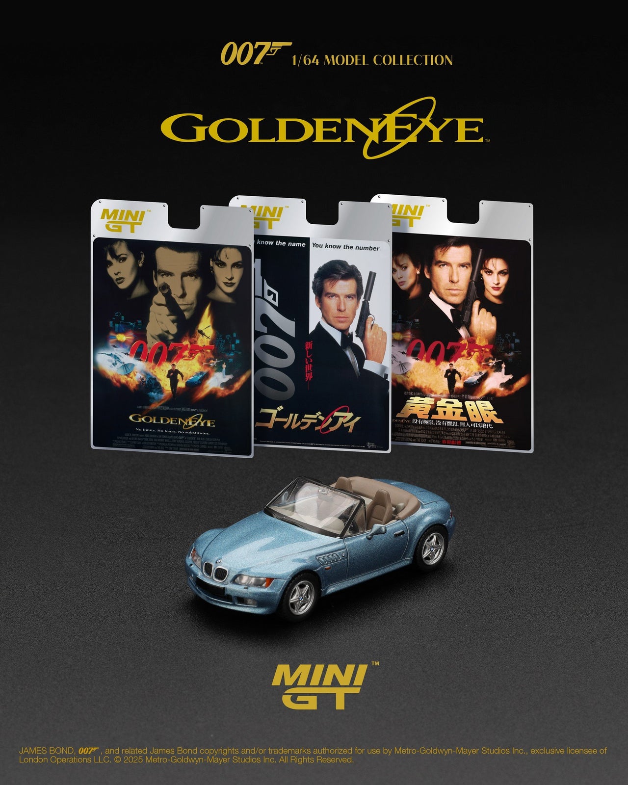Mini GT #914 1/64 BMW Z3 "GoldenEye" English Blister Packaging