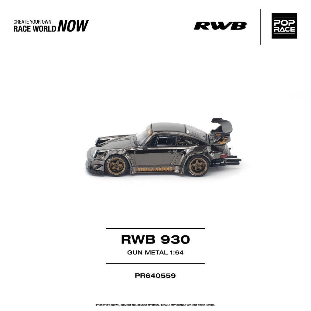 (Pre-order) POPRACE 1/64 - RWB 930 GUN METAL Opening Rear Engine Cover