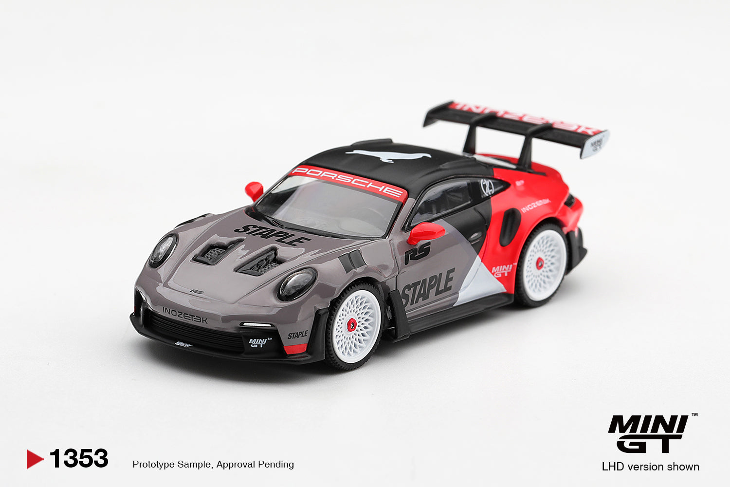 (Pre-order) Mini GT #1353 Porsche 911 GT3 RS STAPLE x INOZETEK Diecast Model Car