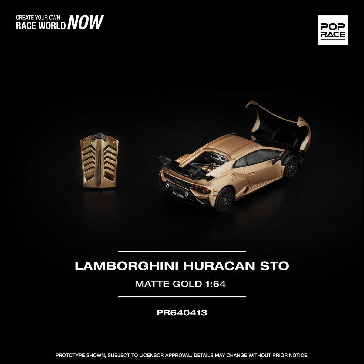 (Pre-order) POPRACE 1/64 LAMBORGHINI HURACAN STO MATTE GOLD #PR640413 Model Car