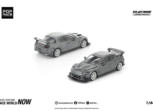 Load image into Gallery viewer, (Pre-order) POPRACE 1/64 MAZDA RX-8 RE-AMEMIYA GUN METAL Diecast Model Car
