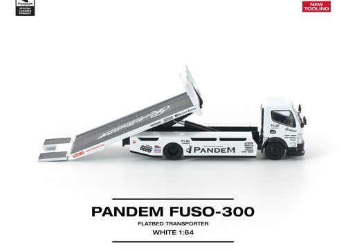 Load image into Gallery viewer, (Pre-order) POP race pandem fuso 300 flatbed transporter white new tooling
