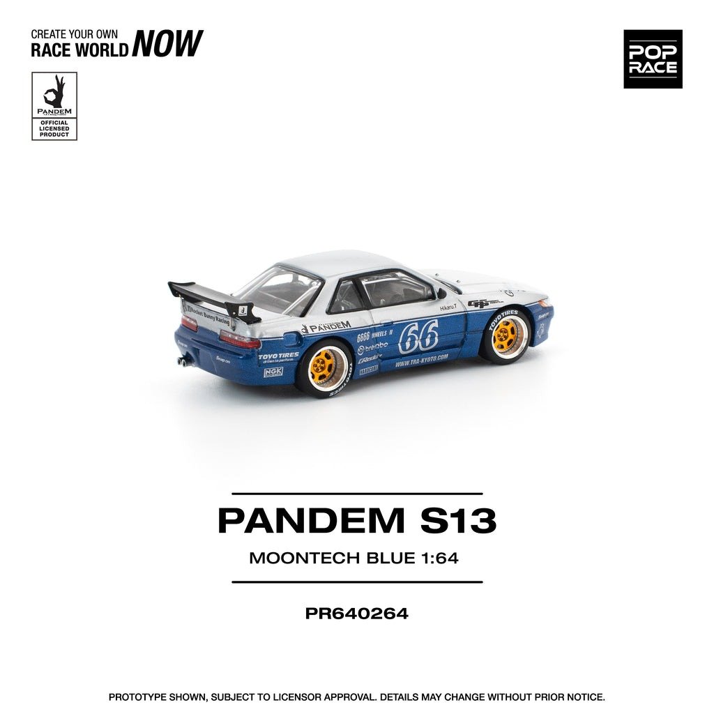 POPRACE 1/64 PANDEM SILVIA S13 MOONTECH BLUE Diecast Model Car