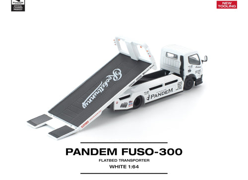 Load image into Gallery viewer, (Pre-order) POP race pandem fuso 300 flatbed transporter white new tooling
