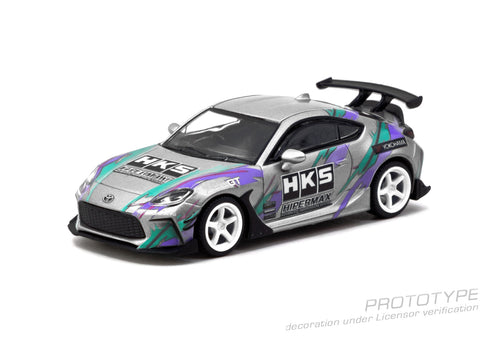 Load image into Gallery viewer, (Pre-order) Tarmac Works 1/64 HKS Toyota GR86 Grey Diecast Model Car
