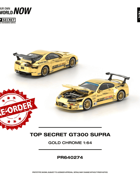 (Pre-order) POPRACE 1/64 - TOP SECRET GT300 SUPRA GOLD CHROME Diecast Model Car