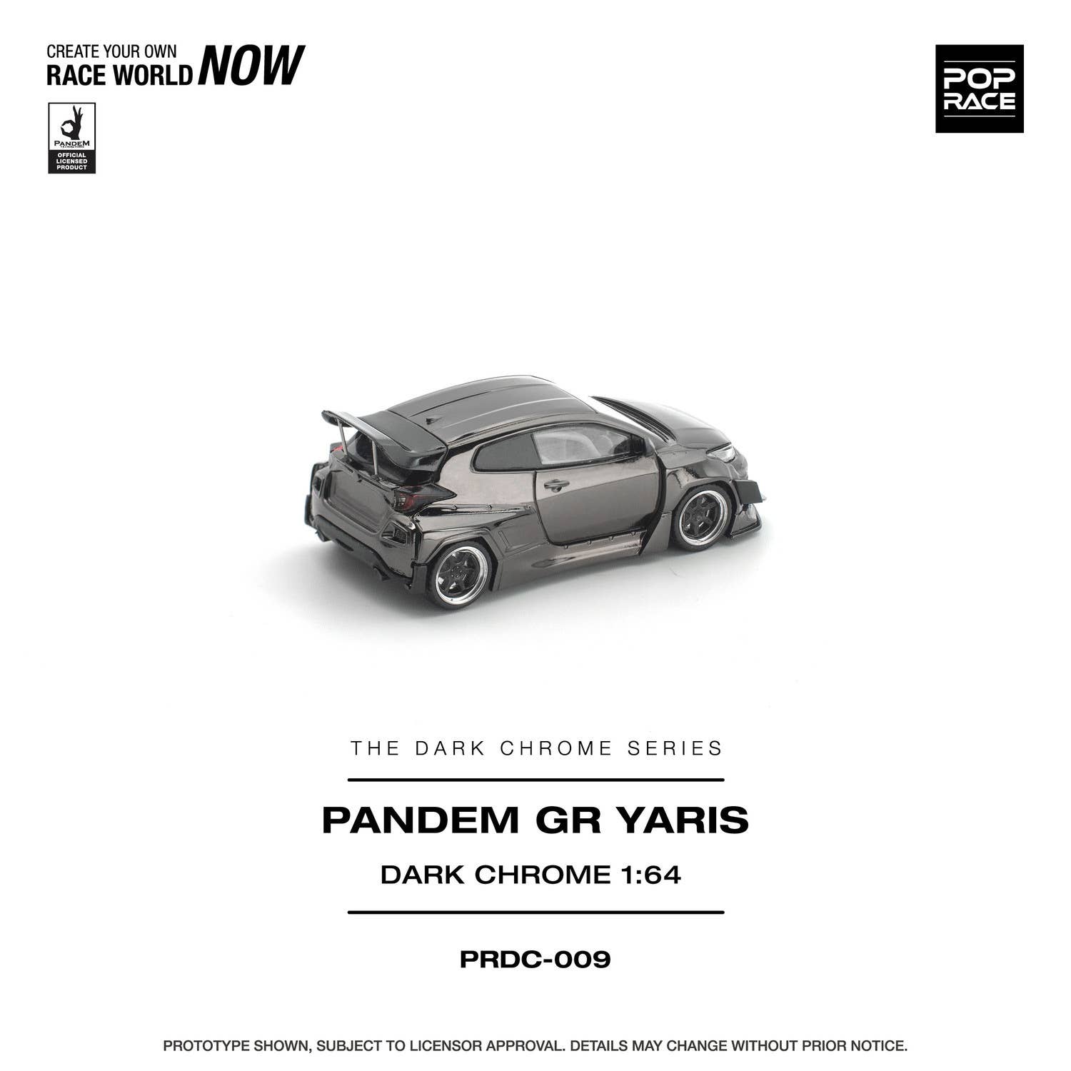 (Pre-order) POP RACE 1/64 PANDEM GR YARIS DARK CHROME Diecast Model Car PRDC-009