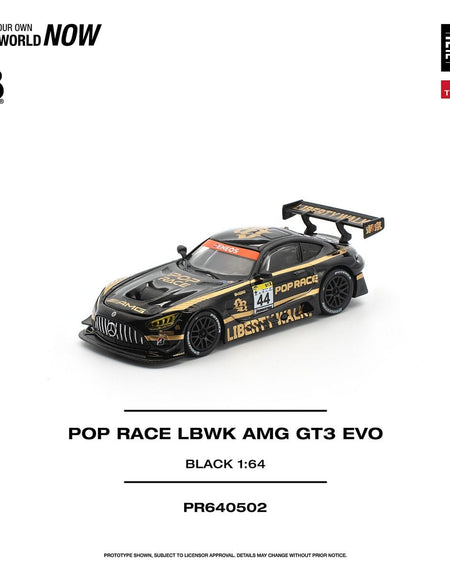 (Pre-order) POPRACE 1/64 - LBWK AMG GT3 EVO - BLACK Diecast Model Car