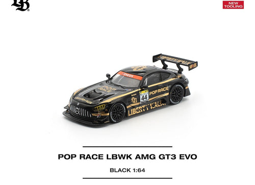 Load image into Gallery viewer, (Pre-order) POPRACE 1/64 - LBWK AMG GT3 EVO - BLACK Diecast Model Car
