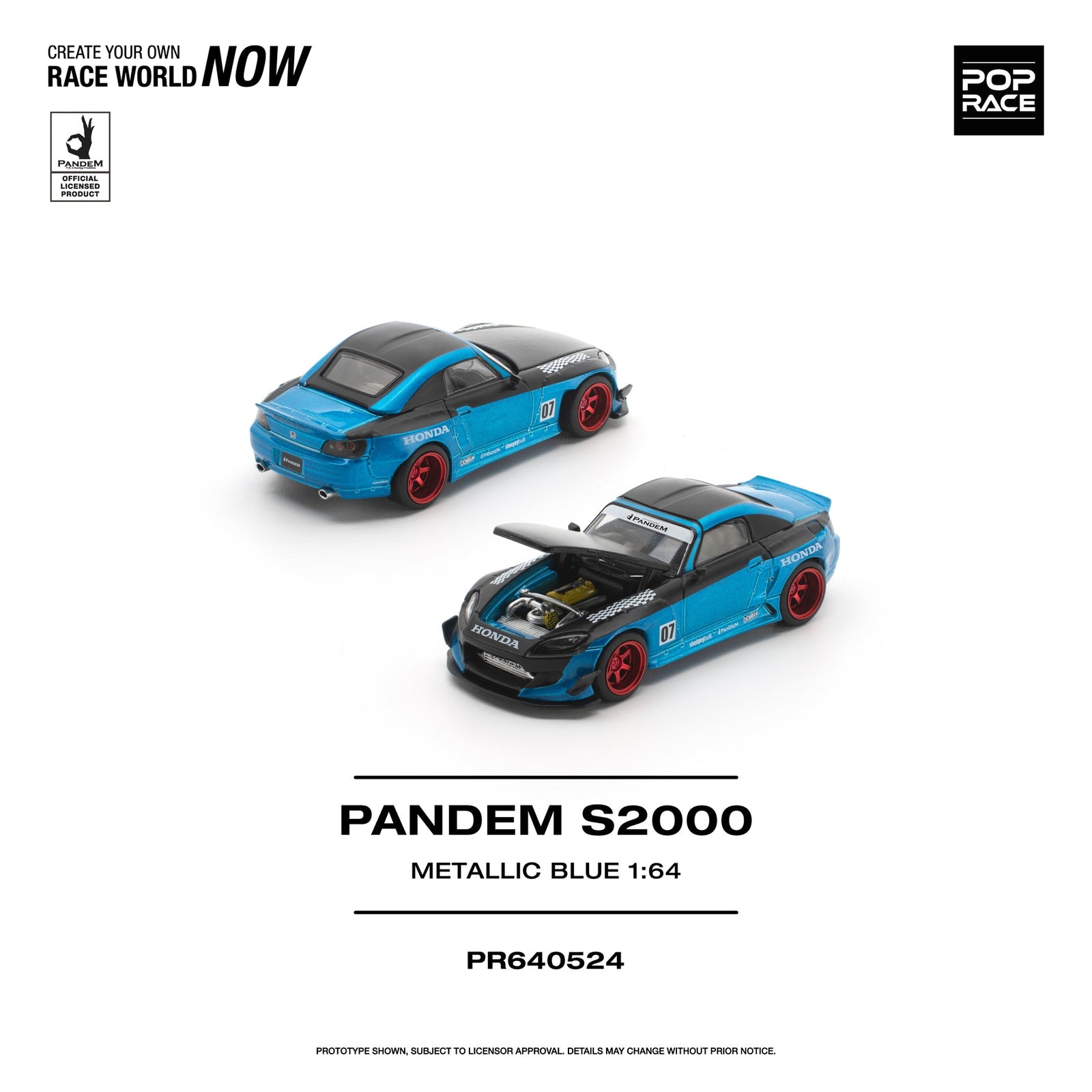 (Pre-order) POP RACE 1/64 PANDEM S2000 METALLIC BLUE Diecast Model Car