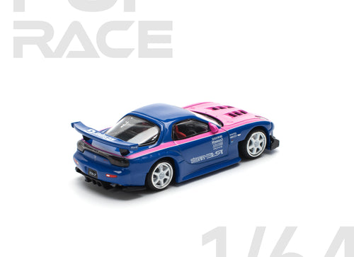 Load image into Gallery viewer, POPRACE 1/64 MAZDA RX7 RE-AMEMIYA - BLUE/PINK model car
