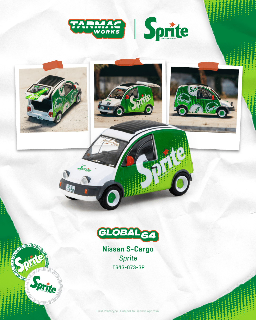 (Pre-order) Tarmac Works Nissan S-Cargo Sprite 1/64 Diecast Model Car