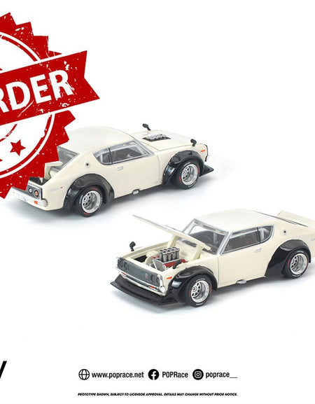 (Pre-order) POP RACE 1/64 KPGC110 KENMERI WHITE Diecast Model Car