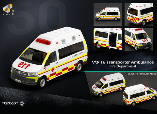 Load image into Gallery viewer, Tiny Diecast Model TW50 Transporter Ambulance Taiwan Taipei City Fire Department
