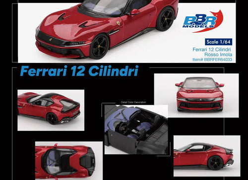 Load image into Gallery viewer, (Pre-order) BBR 1/64 Ferrari 12 Cilindri Rosso Imola Diecast Model Car
