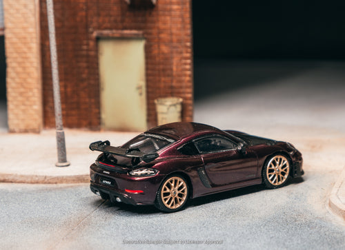 Load image into Gallery viewer, (Pre-order) Tarmac Works 1/64 Porsche Cayman GT4RS Amethyst Metallic Model Car
