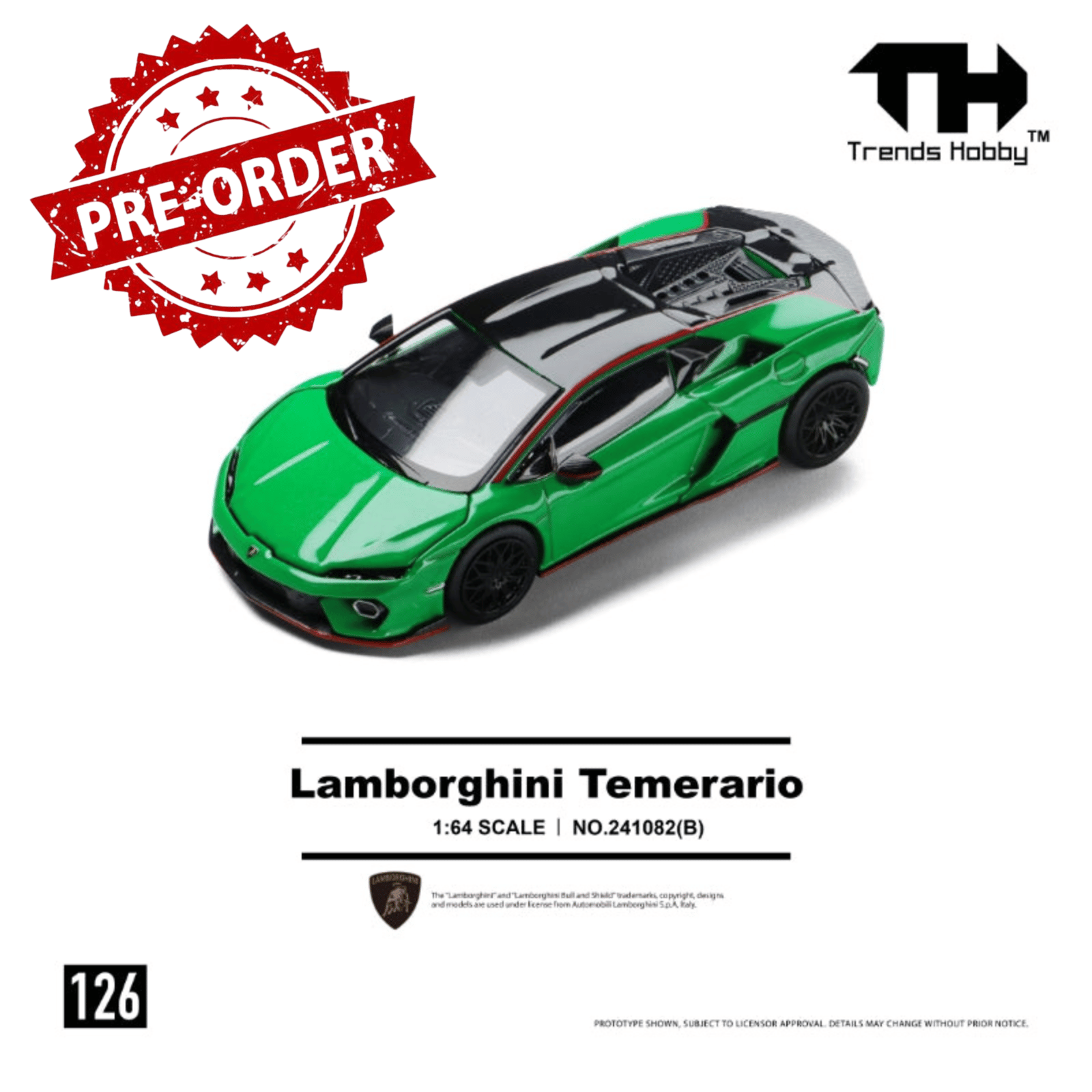 (Pre-order) Trends Hobby 1/64  Diecast Lamborghini Temerario - Green
