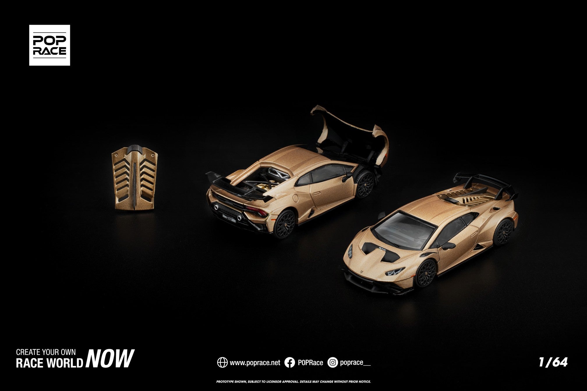 (Pre-order) POPRACE 1/64 LAMBORGHINI HURACAN STO MATTE GOLD #PR640413 Model Car