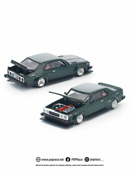 (Pre-order) POPRACE 1/64 SKYLINE C210 DARK GREEN NEW TOOLING Diecast Model Car