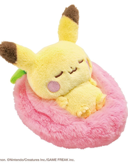 Takara Tomy PokePiece Sleeping Fruit Plush Toy Pikachu 15cm