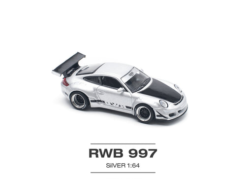 Load image into Gallery viewer, POPRACE 1/64 RWB 997 Silver Diecast Model Car
