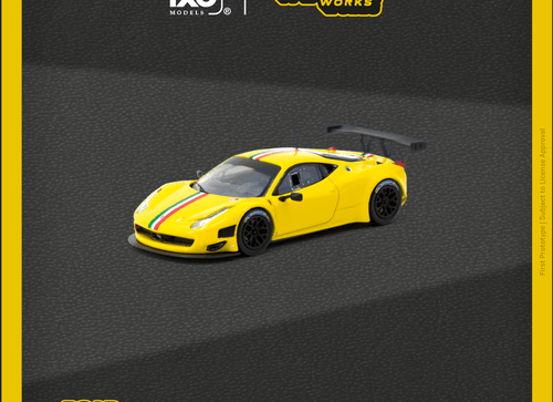 Load image into Gallery viewer, Tarmac Works 1/64 Ferrari 458 Italia GT3 Yellow Diecast Model Car
