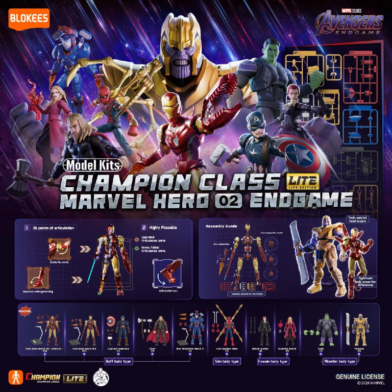 Blokees Marvel Champion Class Lite 002 Avengers 4 Model Kits Set (Full set of 9)