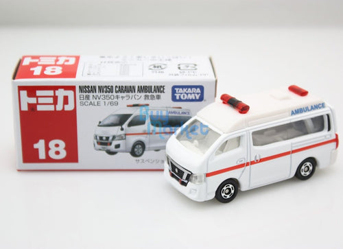 Load image into Gallery viewer, New Takara Tomy Tomica #18 Nissan NV350 Caravan Ambulance 1/69 Diecast Toy Car
