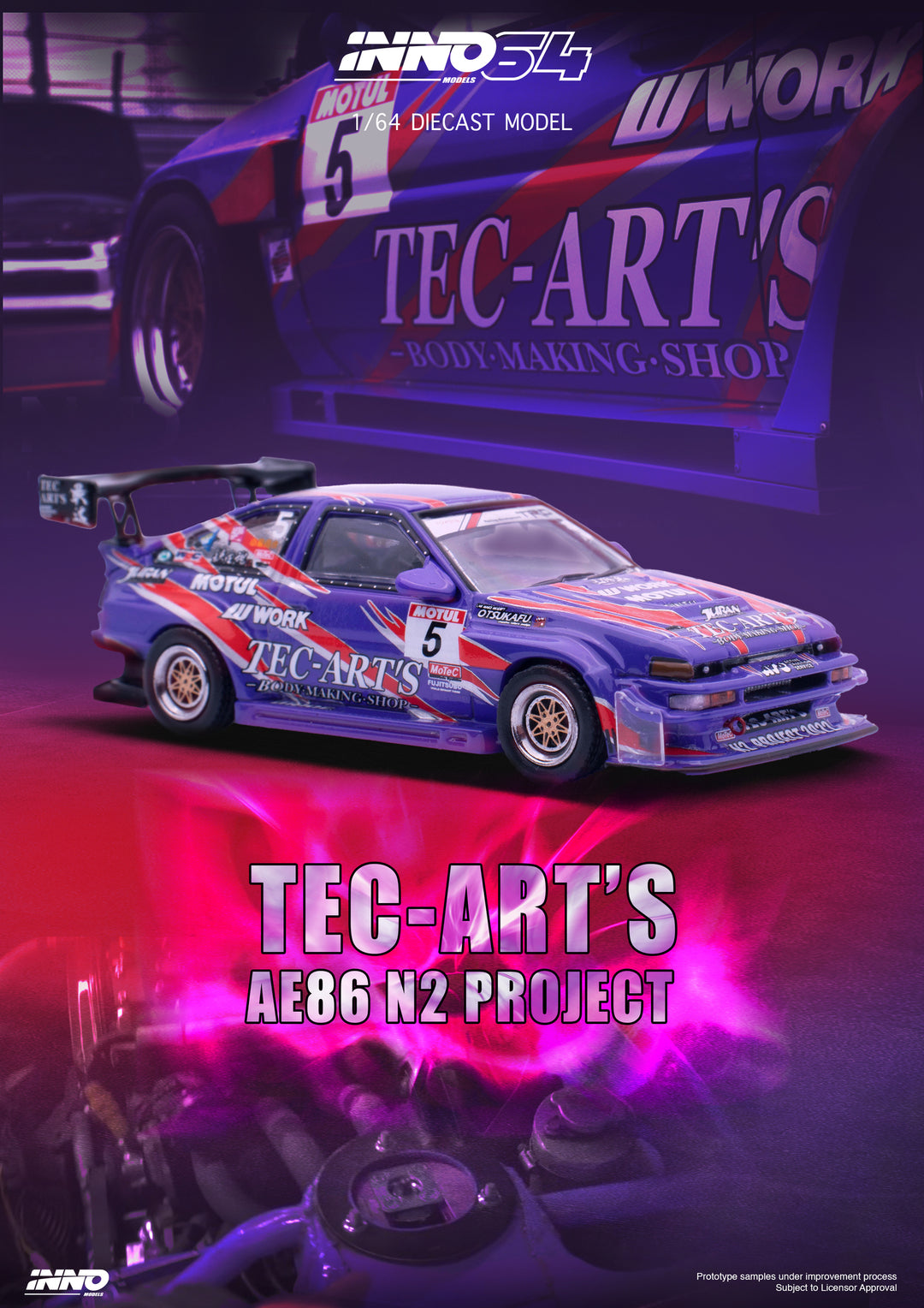 INNO64 Models 1/64 TOYOTA SPRINTER TRUENO AE86 N2 PROJECT BY Tec-Art