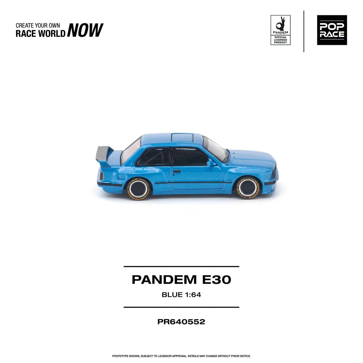 (Pre-order) POPRACE 1/64 - PANDEM E30 BLUE Opening Front Hood Detailed Engine