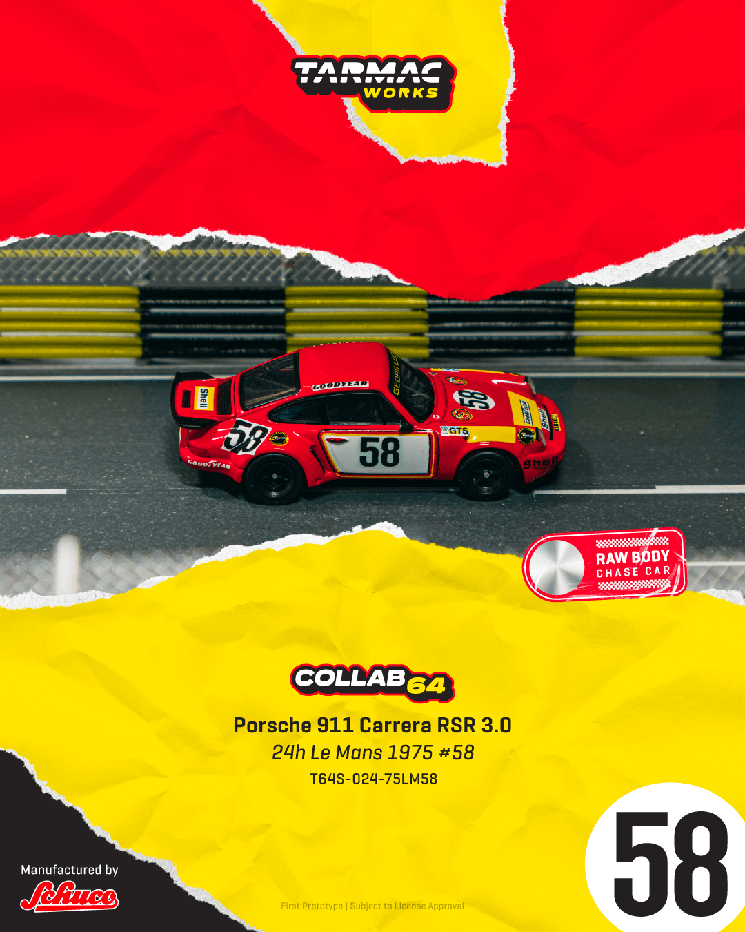 (Pre-order) Tarmac Works 1/64 Porsche 911 Carrera RSR 3.0 24h Le Mans 1975 #58