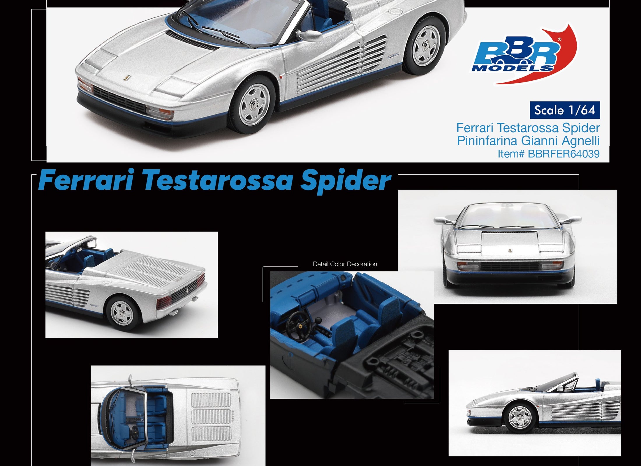 (Pre-order) BBR 1/64 Ferrari Testarossa Spider Pininfarina Gianni Agnelli Model
