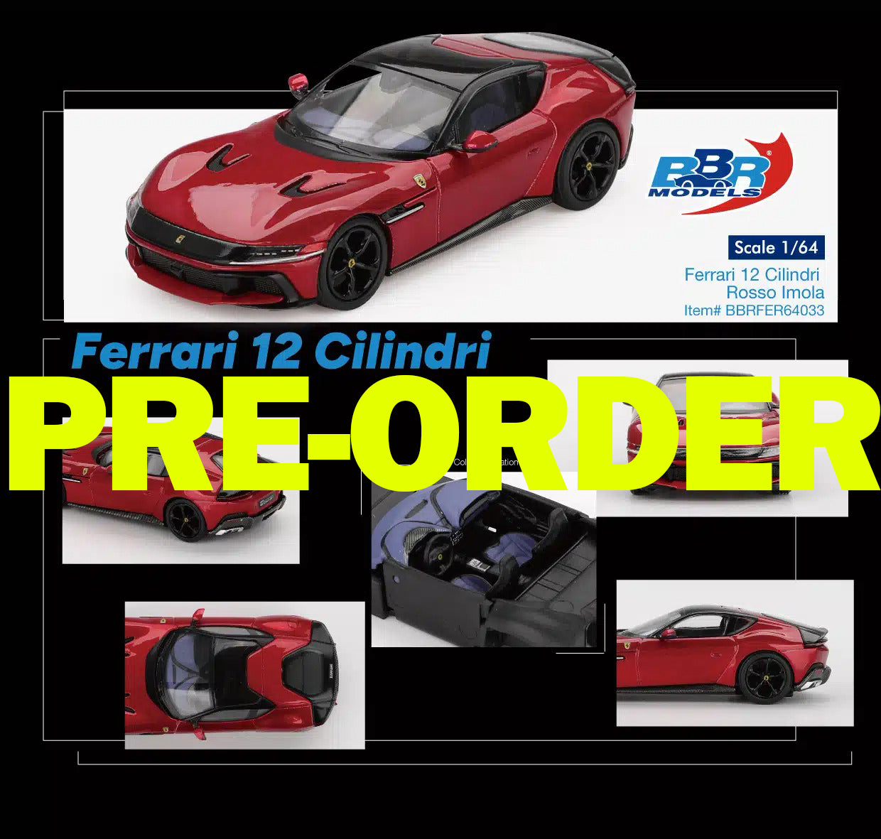 (Pre-order) BBR 1/64 Ferrari 12 Cilindri Rosso Imola Diecast Model Car