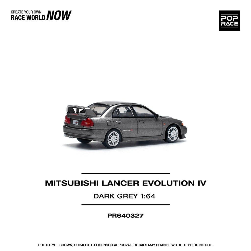 POP RACE 1/64 MITSUBISHI LANCER EVOLUTION IV DARK GREY Diecast Model