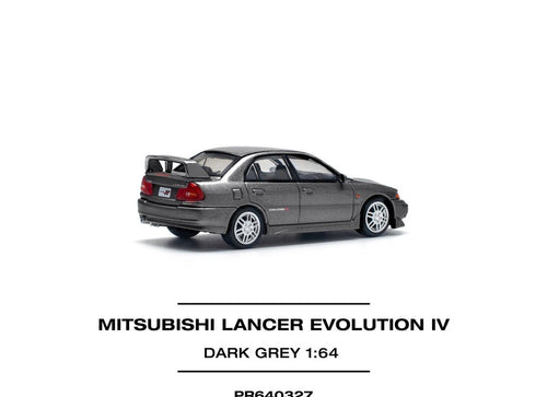 Load image into Gallery viewer, POP RACE 1/64 MITSUBISHI LANCER EVOLUTION IV DARK GREY Diecast Model
