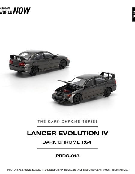(Pre-order) POPRACE 1/64 - LANCER EVOLUTION IV DARK CHROME Diecast Model Car