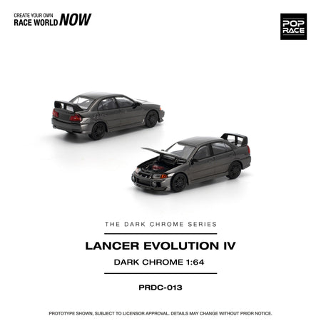 (Pre-order) POPRACE 1/64 - LANCER EVOLUTION IV DARK CHROME Diecast Model Car