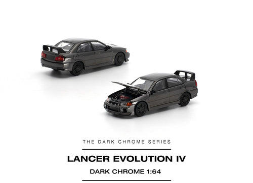 Load image into Gallery viewer, (Pre-order) POPRACE 1/64 - LANCER EVOLUTION IV DARK CHROME Diecast Model Car
