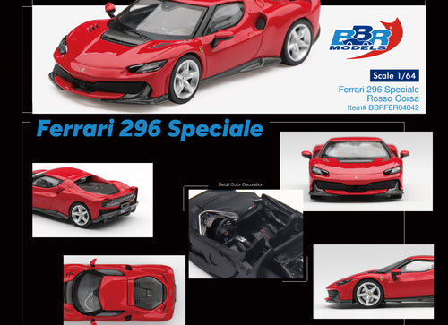 Load image into Gallery viewer, (Pre-order) BBR 1/64 Ferrari 296 Speciale Rosso Corsa (Red) Diecast Model Car
