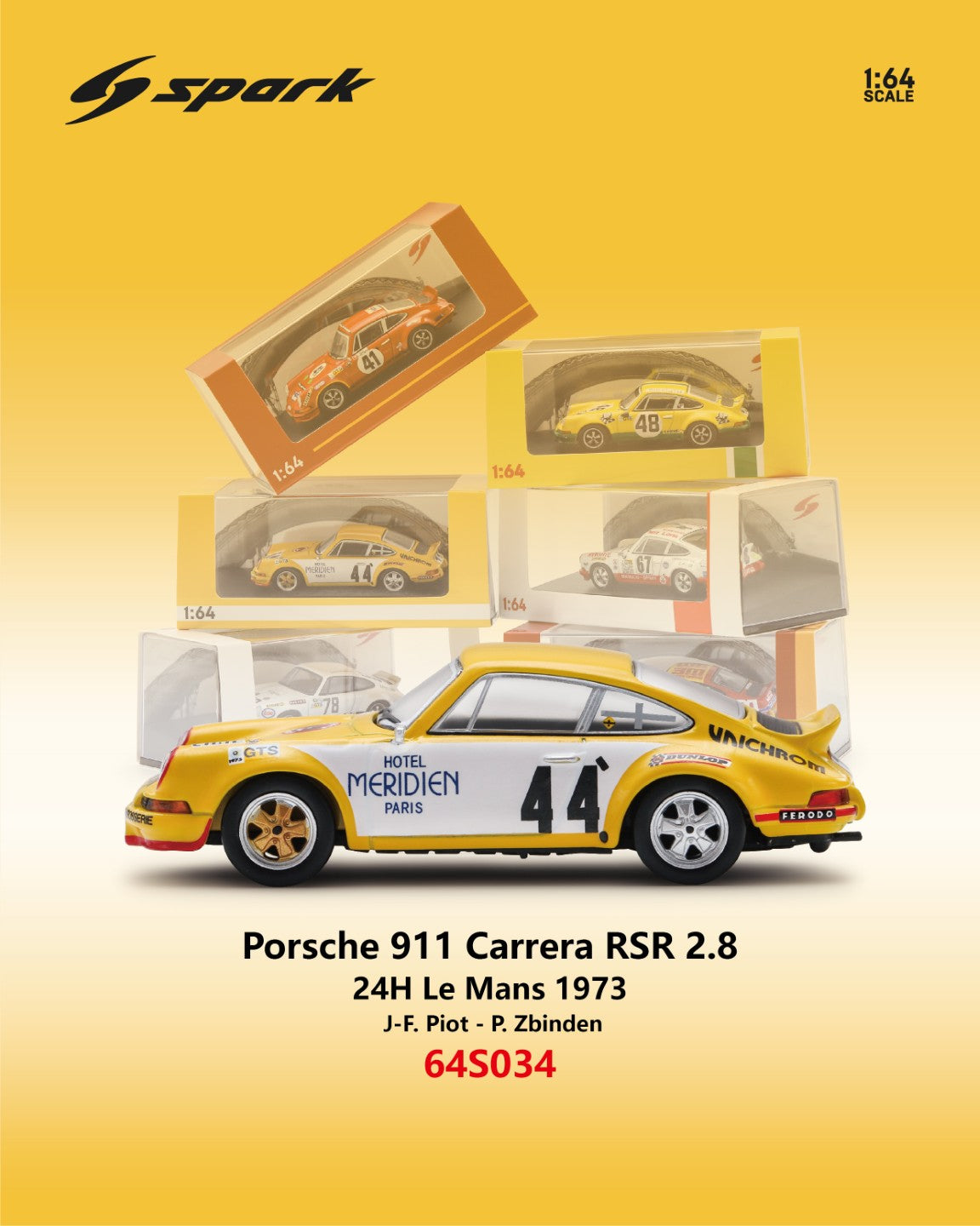 (Pre-order) Sparky 1/64 - Porsche 911 Carrera RSR 2.8 No.44 24H Le Mans 1973
