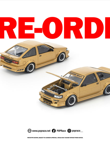 (Pre-order) POPRACE 1/64 RWB AE86 GOLD #PR640411 Diecast Model Car