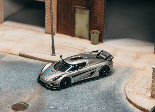 Load image into Gallery viewer, Tarmac Works 1:64 Koenigsegg Regera  Silver Metallic Blue Accents
