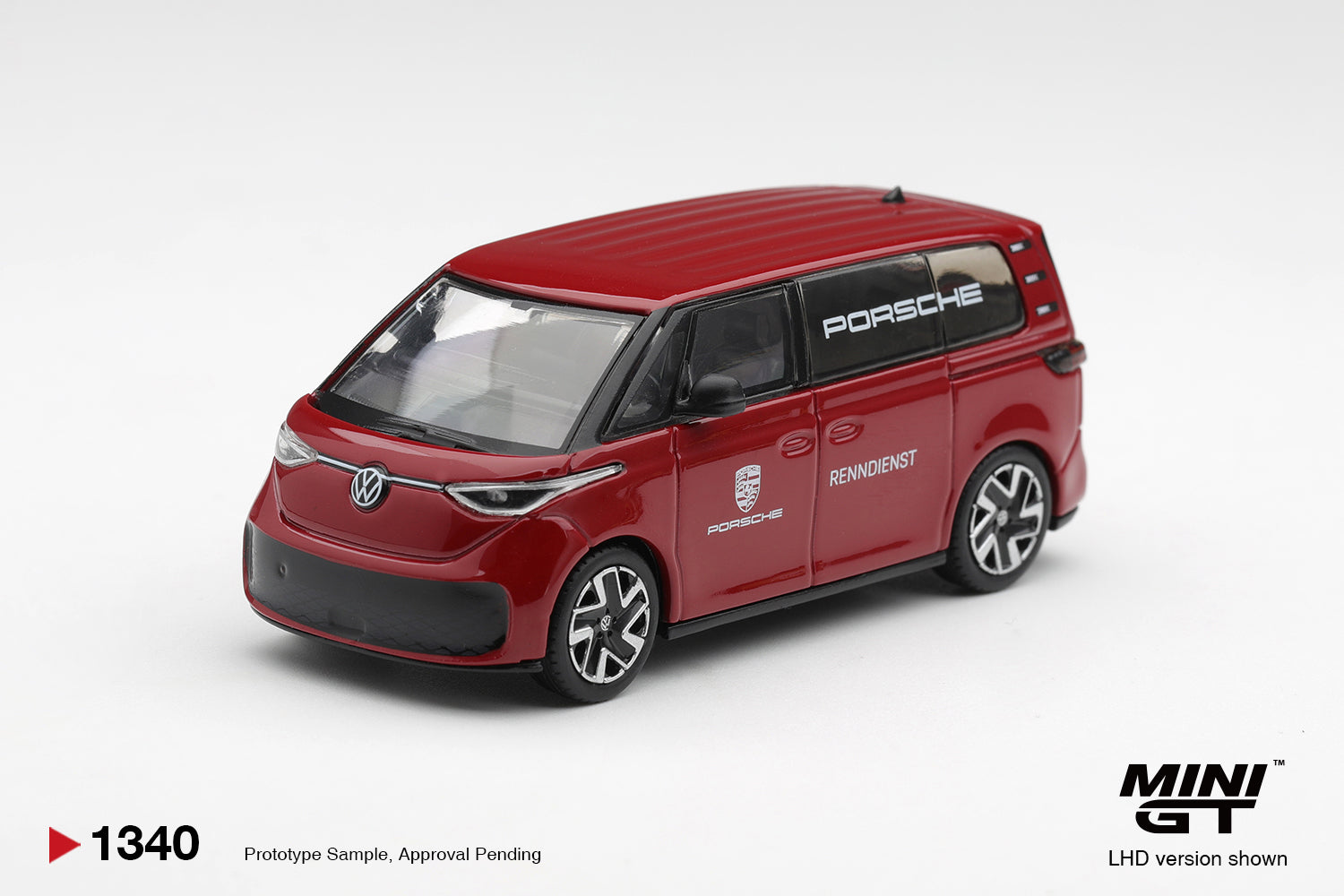 (Pre-order) Mini GT #1340 Volkswagen ID.Buzz Porsche Renndienst Red LHD