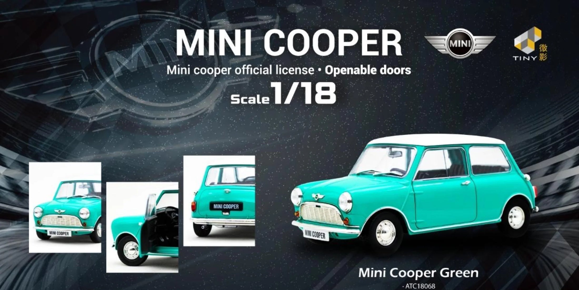 Tiny City Die-cast Model Car 1/18 - Mini Cooper Green #ATC18068