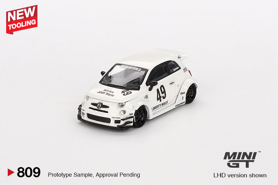 Mini GT #809 1/64 LB-WORKS x Abas Works ABARTH 595 Gara White Model
