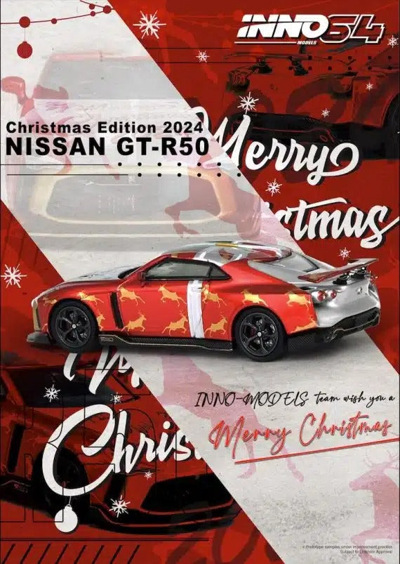 INNO64 1:64 NISSAN GT-R50 “X’MAS 2024” Special Edition Chrome Random Chase Car