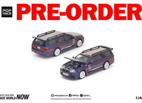 Load image into Gallery viewer, (Pre-order) POPRACE 1/64 NISSAN STAGEA MAGIC PURPLE Diecast Model Car
