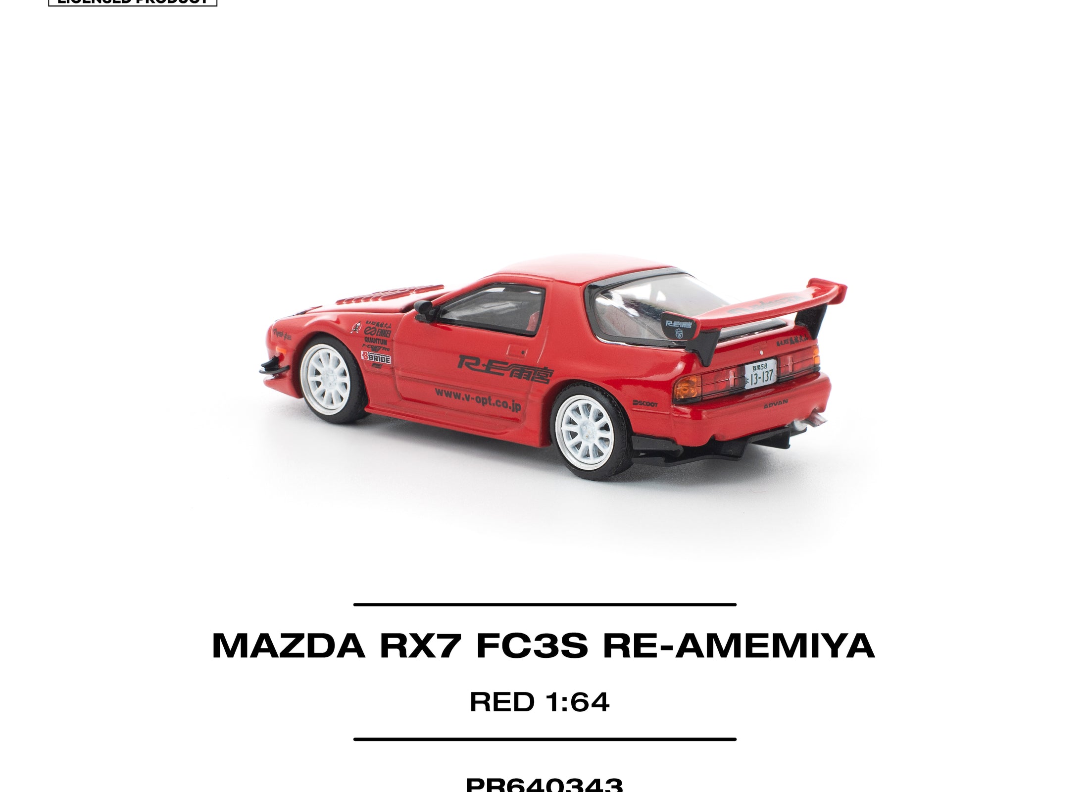 (Pre-order) POPRACE 1/64 MAZDA RX7 FC3S RE-AMEMIYA RED Diecast Model Car