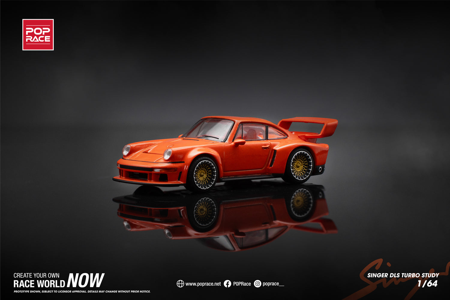 POPRACE 1/64 SINGER DLS TURBO (TRACK) ORANGE *New Tooling Model Car